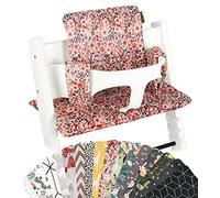 UKJE Coussin Compatible avec Stokke Tripp Trapp - Coussin de siège Doux pour Nourrissons, bébés et Tout-Petits, Accessoires de Chaise Haute, Insert en Tissu de Coton (Fleurs Roses)