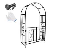 Ukkajovlex Arche Métal De Jardin, Arcade De Mariage avec Portillon, Arche De Jardin pour Plantes Grimpantes 52x114x210 Cm Revêtue De Poudre, Arceau À Rosiers Treillis pour Plantes Grimpantes(Black)