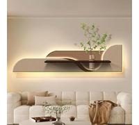 Ukkajovlex Bannière Salon Peinture Décorative Applique Murale,120x30cm 150x35cm Format Horizontal Tableau Décoratif 3D À LED, Décoration Murale en Grès avec Plantes(Brown 2,120x30cm/47.5x12in)