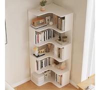 Ukkajovlex Book Shelf Corner Bookshelves White 24x24in 24x35in Desktop Bookshelf Corner Standing Shelf Wooden 63/75in Height Bookcase for Small Spaces with Drawings(5floors,60cm/24in)