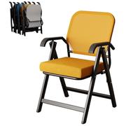 Ukkajovlex Chaise De Bureau Pliable Chauffeuse 1 Place Convertible Fauteuil De Bureau Pliable Ergonomique, Dossier Haut en Maille Respirant, Cadre en Acier Au Carbone Épaissi sans Montage(Yellow)
