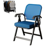 Ukkajovlex Chaise De Bureau Pliable Chauffeuse 1 Place Convertible Fauteuil De Bureau Pliable Ergonomique, Dossier Haut en Maille Respirant, Cadre en Acier Au Carbone Épaissi sans Montage(Blue)