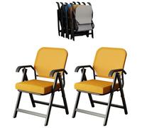 Ukkajovlex Chaise Pliante Confortable Chaise De Bureau Pliante Ergonomique, Lot De 2 Dossier Haut en Maille Respirante, Accoudoirs Réglables, Structure Métal Robuste, Chaise De Travail pour(Yellow)