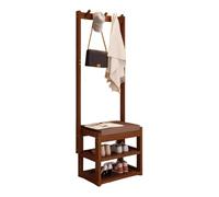 Ukkajovlex Porte Manteau sur Pieds Design,50~100cm 3 en 1 Meuble D'entrée avec 2 Étagères Et Banc Chaussures, 168cm De Haut Vestiaire Entrée en Bambou Grand Portemanteau Meubles(50cm/19.7in)