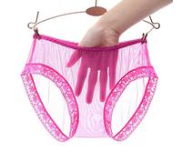 UKKD Culotte Sexy Femme 2Pc Transparent Complet Transparent par La Dace Mesh Pantales Femmes Sexy Seconnes Services Seconnes Femmes Solides Solides sous-Voies-Rose Red,L