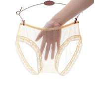 UKKD Culotte Sexy Femme 2Pc Transparent Complet Transparent par La Dace Mesh Pantales Femmes Sexy Seconnes Services Seconnes Femmes Solides Solides sous-Voies-Beige,L