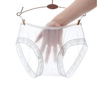 UKKD Culotte Sexy Femme 2Pc Transparent Complet Transparent par La Dace Mesh Pantales Femmes Sexy Seconnes Services Seconnes Femmes Solides Solides sous-Voies-White,XL