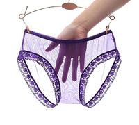 UKKD Culotte Sexy Femme 2Pc Transparent Complet Transparent par La Dace Mesh Pantales Femmes Sexy Seconnes Services Seconnes Femmes Solides Solides sous-Voies-Purple,M