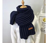 UKKD écharpe Écharpe Tricotée Hiver Foulards Femmes Foulards Longues Folles Vintage Grosse Écharpe Molle Chaude Pashmina Épaissie Laine,Bleu