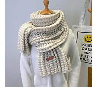 UKKD écharpe Écharpe Tricotée Hiver Foulards Femmes Foulards Longues Folles Vintage Grosse Écharpe Molle Chaude Pashmina Épaissie Laine,Beige