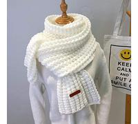 UKKD écharpe Écharpe Tricotée Hiver Foulards Femmes Foulards Longues Folles Vintage Grosse Écharpe Molle Chaude Pashmina Épaissie Laine,Blanc