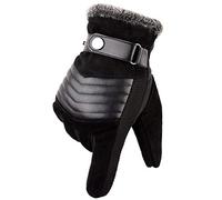 UKKD Gants Gants en Cuir pour Hommes Brown Russie Gants Hiver Chaud Épais Conduite De Ski Hommes Gants Guantes Luvas,Fourrure Noire,Taille Unique