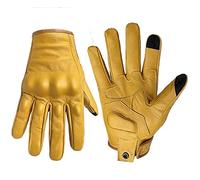 UKKD Gants Moto Gants De Moto Touch Screen Cuir Gant Jaune Glove Hommes Femmes Vélo Vélo Cyclisme Full Finger Motocross Motocross-Men No Perforated,XL