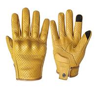 UKKD Gants Moto Gants De Moto Touch Screen Cuir Gant Jaune Glove Hommes Femmes Vélo Vélo Cyclisme Full Finger Motocross Motocross-Men Perforated,L