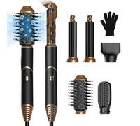 UKLISS Air Brush Styler 5 en 1 Sèche Cheveux Ionique Brosse Soufflante Brosse Chauffante Brushing Boucleur a Cheveux Fer à Friser à Air Brosse à Air Chaud Cadeau pour Femme Kit, Noir