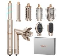 UKLISS Air Styler 8 en 1, Seche Cheveux Pro - Hair Airbrush 110K RPM, Brosse Soufflante avec 300M Ionique Négatif, Fers à Boucle Automatique 32mm, Rapide et Facile, Maison/Voyage, Coffret Cadeau Luxe