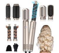 UKLISS Brosse Soufflante 6 en 1 Airbrush - Airstyler avec Sèche Cheveux, Brosse Soufflante, Airflow Boucleur a Cheveux, Brosse Chauffante Thermal Brush, Brosse Lissante pour Cheveux (Doré)