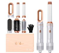 UKLISS Hairstyler Set 6 en 1, Brosse Chauffante Brushing Airstyler avec SèChe-Cheveux Ionique, Fer à Friser à Air, Brosses à Lisser Cheveux, Brosses Rondes, Hair Styler Brosses à Air Chaud Cadeaux
