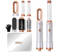 UKLISS Sèche Cheveux & Airbrush 6 en 1, Brosse Soufflante avec Hair Dryer, Brosse Cheveux Bouclé, Brosse Lissante Chauffante Brushing, Thermal Brush, Hair Styler Coffret Cadeaux pour Femmes - Blanc