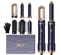 UKLISS Sèche Cheveux & Airbrush 6 en 1, Brosse Soufflante avec Hair Dryer, Brosse Cheveux Bouclé, Brosse Lissante Chauffante Brushing, Thermal Brush, Hair Styler Coffret Cadeaux pour Femmes - Bleu