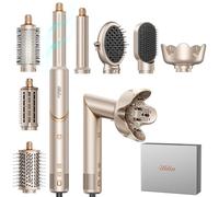 UKLISS Seche Cheveux Pro 8 en 1, Brosse Soufflante - Airstyler Style Hair Airbrush 110K RPM, Air Styler avec 300M Ionique Négatif, Fers à Boucle Automatique 32mm, Rapide et Facile, Maison/Voyage