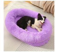 UKLULUAMZ Lit en forme de beignet pour petit chien et chat - Lavable en machine - Rond - Anti-anxiété - Lavable en machine - Antidérapant - Violet - Taille XXL