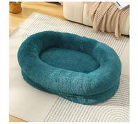 UKLULUAMZ Lit en forme de beignet pour petit chien et chat - Lavable en machine - Rond - Anti-anxiété - Lavable en machine - Lavable en machine - Bleu cyan, taille XXL