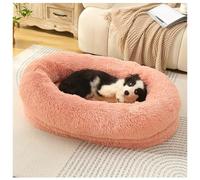 UKLULUAMZ Lit en forme de beignet pour petit chien et chat - Lavable en machine - Rond - Anti-anxiété - Lavable en machine - Rose - Taille XXL