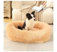 UKLULUAMZ Lit en forme de beignet pour petit chien et chat - Lavable en machine - Rond - Anti-anxiété - Lavable en machine - Lavable en machine - Couleur abricot - Taille XXL