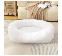 UKLULUAMZ Lit en forme de beignet pour petit chien et chat - Lavable en machine - Rond - Anti-anxiété - Lavable en machine - Blanc - Taille S