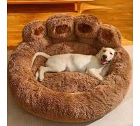 UKLULUAMZ Lit pour chien de grande taille, lit antidérapant en fausse fourrure et anti-anxiété, convient pour toutes les saisons (marron, 50 cm)