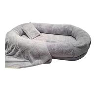 UKLULUAMZ Lit pour chien de grande taille - Lit géant pour les humains - Lit ovale pour chien humain - Lit d'extérieur pour chien - Lit avec couverture pour personnes (gris, taille L)