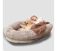 UKLULUAMZ Lit pour chien humain - Lit géant en fausse fourrure lavable - Ovale pour adulte - Peluche douce et sûre - Taille humaine - 190 x 95 x 30 cm