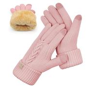 UKNOWISA Gants d'hiver thermiques, poignets élastiques épais avec doublure en polaire pour écran tactile tricotés chauds et doux pour la course à pied, la promenade du chien, pour homme et femme