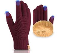 UKNOWSIA Gants d'hiver en tricot avec doublure en polaire chaude pour écran tactile - Pour homme et femme, Rouge, taille unique