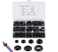 UKOFEW 260 Pièces Passe Fil Caoutchouc,7 Tailles Passe Oeillets en Caoutchouc Assortiment,Rondelle Caoutchouc pour Fils, Prise et Câble,Noir
