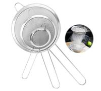 UKOFEW 3 Pièces Passoire Inox,7/12/16cm Métal Tamis Cuisine,Tamis Maille Fine avec Poignée,Passoire Cuisine,Filtre pour Pâtisserie,Égoutter Poudre, Pates, Légumes, Quinoa, Nouille, Riz