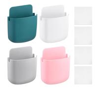 UKOFEW 4 Pièces Support de Telecommande Mural,Télécommande Boîte De Rangement,Auto-adhésif Support De Télécommande,pour Télécommande, Crayon, Téléphone Portable, Brosse À Dents