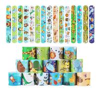 UKOFEW Bracelet Enfant, Slap Bandes pour Enfants, Surprise Anniversaire Enfant,Bracelet Slap Multicolores,Slap Bracelets, Bracelet a Claquer Enfant Lot Bracelet Enfant (Animaux - 30 PCS)