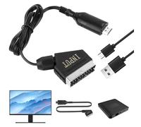 UKOFEW Câble Péritel vers HDMI, Convertisseur Péritel vers HDMI, Adaptateur Peritel HDMI avec Câble USB, Prise en Charge HDMI 720/1080p pour TV Projecteur Lecteur DVD
