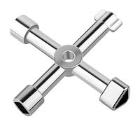 UKOFEW Clé en Croix, 4 Voies Clé Multifonction, Clé Universelle pour Armoire Électrique, Avec 4 Profils, Alliage Zinc, Pour Boîtier Compteur Gaz Électrique, Armoire, Clé Porte Coulissante (Argent)