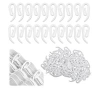 UKOFEW Crochet Rideau Rail,100 Pièces Crochets de Rideaux,28 x 12 mm Crochets de Rideau en Plastique pour Rideau de Douche,Rideaux de Fenêtre et Rideau de Portes