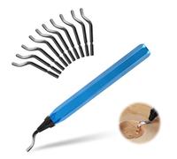 UKOFEW Ebavureur Outil D'ébavurage,Outil d'Ébavurage Manuel,360 ° Rotatif Deburr Lames,Burr Remover avec 10 BS1010 Lames de Rechange,pour l'impression 3D Plastique Aluminium Cuivre et Acier