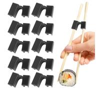 UKOFEW Lot de 10 Aides Réutilisables pour Baguettes,Baguettes Réutilisables pour Entraînement,Baguette Chinoise Outil Auxiliaire pour Adultes, Débutants, Ou Apprenants (Noir)