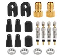 UKOFEW 18 Pièces Presta Valve Cores Obus,Valve Presta Set,Bouchon Valve Velo,Adaptateur Valve Velo,pour Application Pneu VéLo Réparation Vélos