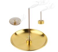 UKOFEW Porte Encens 3 en 1,Bruleur Encens en Laiton,Porte d'Encens Bâton avec Récupérateur de Cendres de 14CM pour Maison Bureau Yoga Salle