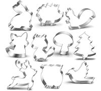Ukoosien Lot de 10 emporte-pièces animaux de la forêt : écureuil, champignon, oiseau, lapin, hérisson, arbre, chevreuil, renard, chouette, automne, fondant Biscui