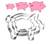 UKoosien Lot de 3 emporte-pièces en forme de cochon - Taille 4,7" - 3,8" - 3,0" - Passe au lave-vaisselle