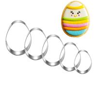 UKoosien Lot de 5 emporte-pièces en forme d'œufs de Pâques - 11 cm - 9,6 cm - 8,2 cm - 7,2 cm - 5,7 cm - Grand et mini emporte-pièces pour Pâques