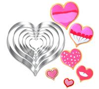 UKoosien Lot de 6 emporte-pièces en forme de cœur - 10,8 cm 8,9 cm 7,6 cm 6,4 cm 4,5 cm 2,4 cm et mini emporte-pièces en forme de cœur pour enfants